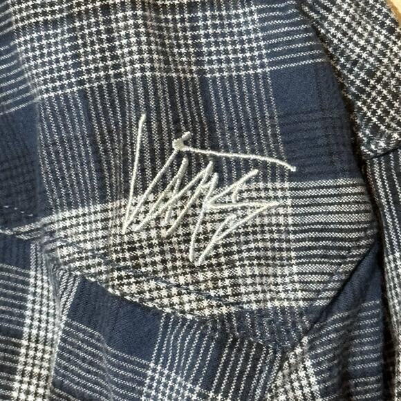 Vans Western Pearl Snap Button Up Shirt Long Sleeve Blue Plaid Mens Size XXL - Picture 7 of 7